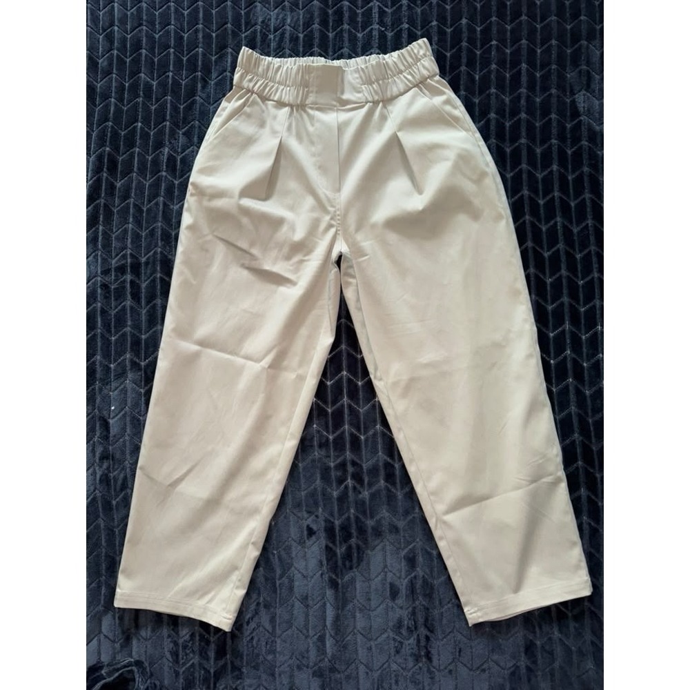 Brochu Walker Womens Cropped Pants Beige Pleated Front Pull On Size Medium
